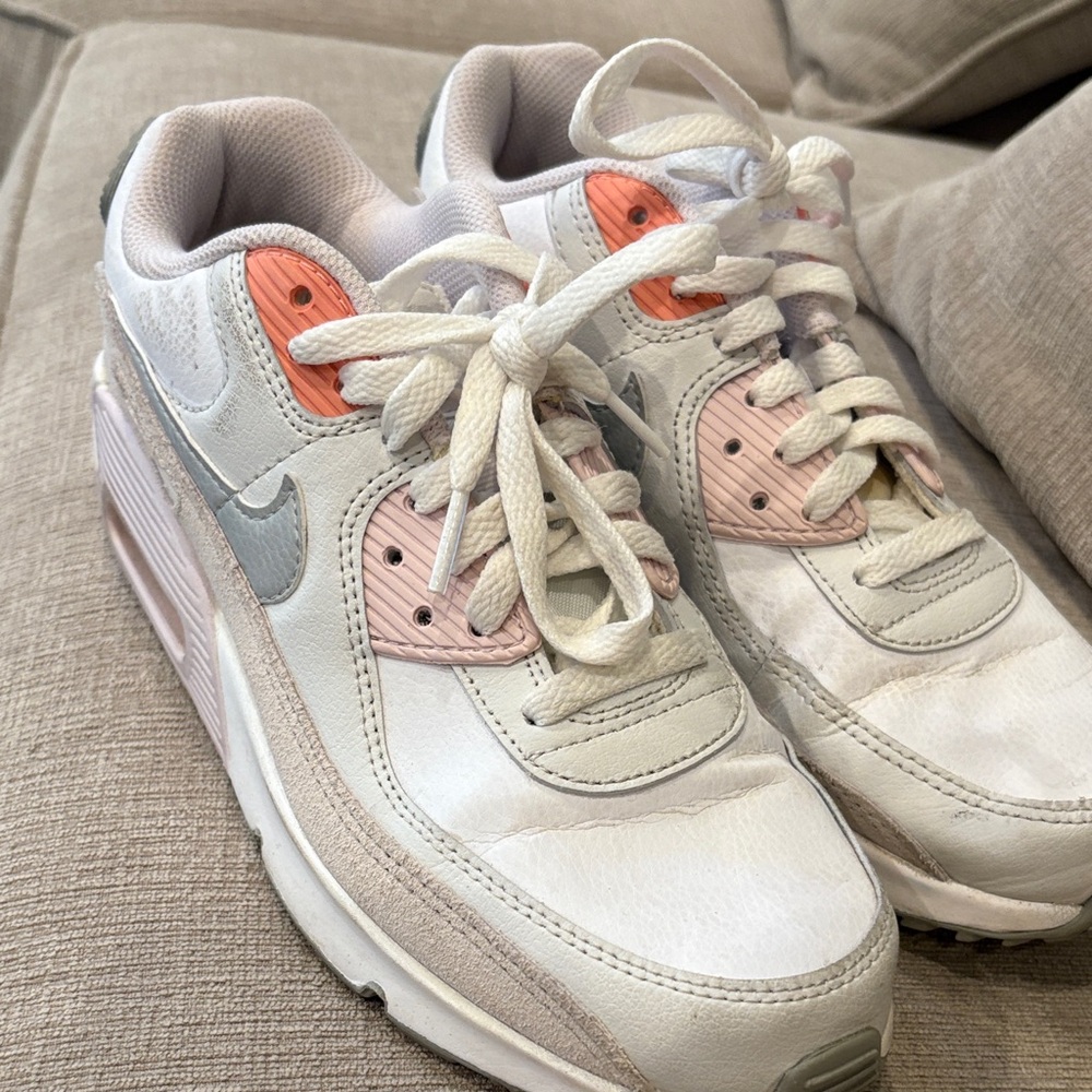 Nike White and Pink Youth Sneakers